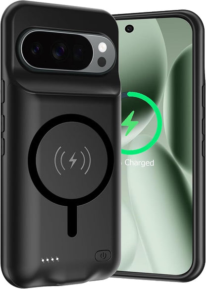 Battery Case for Google Pixel 10/10 Pro,10000mAh Rechargeable Portable Charging Case with Wireless Charging Compatible for Google Pixel 10/10 Pro (6.3 inch) Extend Battery Pack Charger Case (Black)