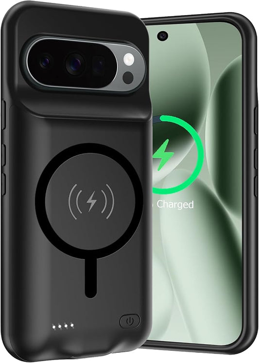 Battery Case for Google Pixel 10/10 Pro,10000mAh Rechargeable Portable Charging Case with Wireless Charging Compatible for Google Pixel 10/10 Pro (6.3 inch) Extend Battery Pack Charger Case (Black)