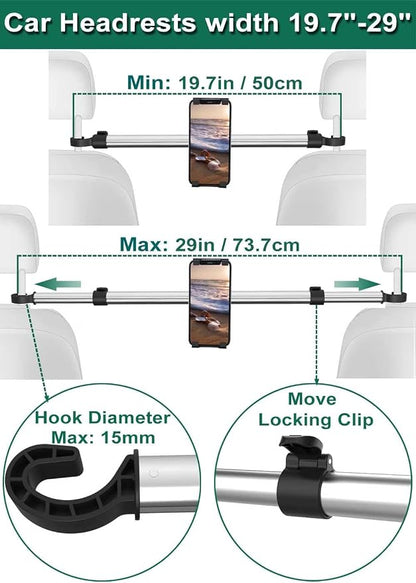 woleyi Car Tablet Mount, Headrest Tablet Holder for 4.7-13 in iPad Smartphone, Car Back Seat Between Tablets Stand for iPad Pro Air Mini, Samsung Tab, Fire HD, Long Road Trip Essentials for Kids
