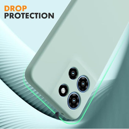 for Motorola Moto G 2025 Case, 2 Pack Tempered Glass Screen Protectors, Soft TPU Liquid Silicone Shockproof Gel Case-Mint