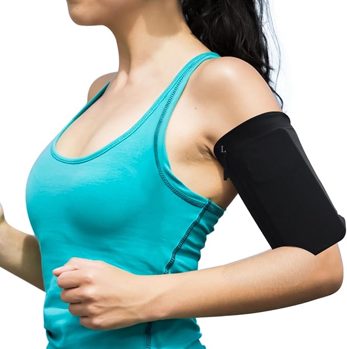 Running Phone Armband, Larger Storage, Sturdy Zipper, Adjustable Strap, Water-Resistant, Compatible with iPhone & Samsung Galaxy, for Running, Hiking, Biking, Gym (Black, Large)