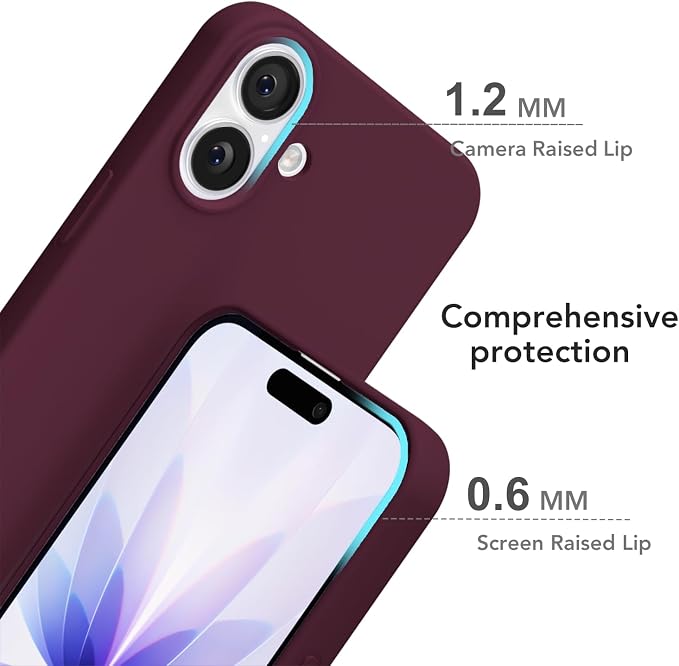 for iPhone 17 Case Silicone Compatible with Magsafe Case, Ultra Slim Thin Magnetic Phone Cases Mag Safe, Cute Soft Rubber Gel TPU Matte Plain Wireless Charging Cover for Women, Burgundy Maroon