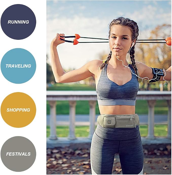 ZOMAKE Small Crossbody Fanny Pack for Women Men, Runner Belt Bag with Adjustable Strap, Water Resistant Waist Bag for Running