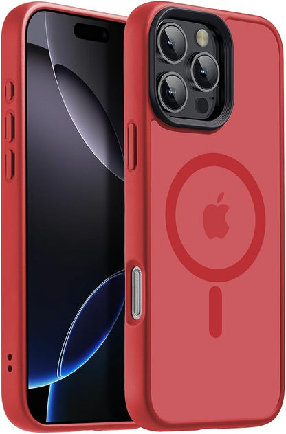 Strong Magnetic for iPhone 16 Pro Max case [10Ft Military-Grade Protection] Compatible with fit MagSafe Shockproof Slim Thin Cover case for iPhone 16 Pro Max 6.9 inch, Red
