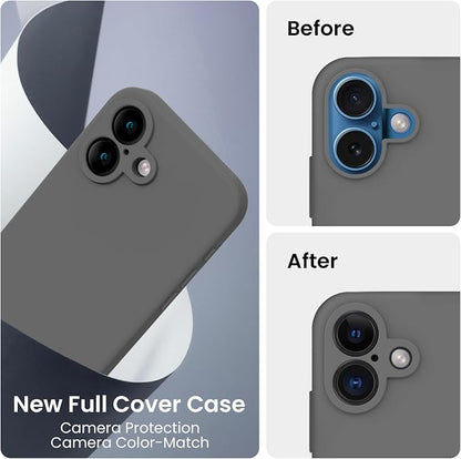 FireNova Designed for iPhone 16 Case, Silicone Upgraded [Camera Protection] Phone Case, Soft Anti-Scratch Microfiber Lining Inside, 6.1 inch, Space Gray