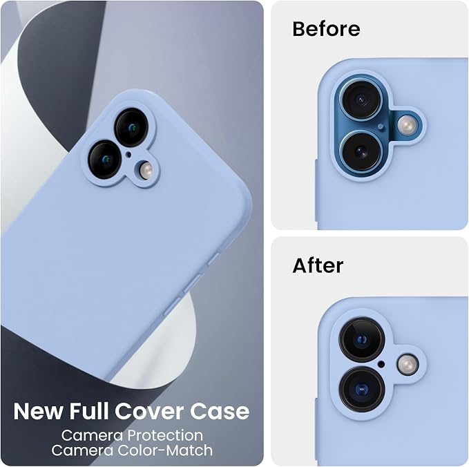 FireNova Designed for iPhone 16 Plus Case, Silicone Upgraded [Camera Protection] Case, Soft Anti-Scratch Microfiber Lining Inside, 6.7 inch, Light Blue