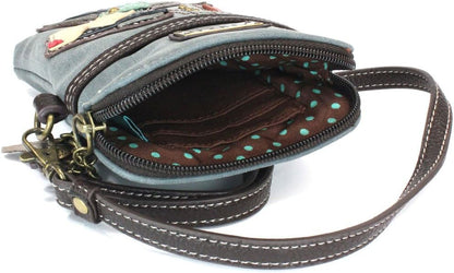 CHALA Dog Collection Cell Phone Crossbody Purse-Women PU Leather/Canvas Multicolor Handbag with Adjustable Strap