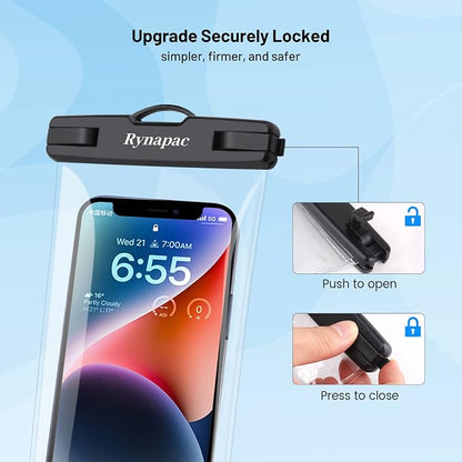 Rynapac Waterproof Phone Pouch - 2 Pack, IPX8 Waterproof Phone Case with Lanyard for iPhone 17 16 15 Pro Max, Cell Phone Dry Bag for Beach Vacation Travel Cruise Essentials, Touch Screen, Up to 8.5"
