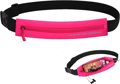 Slim Waterproof Fanny Pack Belt Bag for Women & Men – Bounce-Free Adjustable Running Belt, Lightweight Phone Holder Waist Pouch for Jogging, Workout, Travel, Money Belt