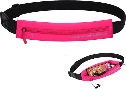 Slim Waterproof Fanny Pack Belt Bag for Women & Men – Bounce-Free Adjustable Running Belt, Lightweight Phone Holder Waist Pouch for Jogging, Workout, Travel, Money Belt