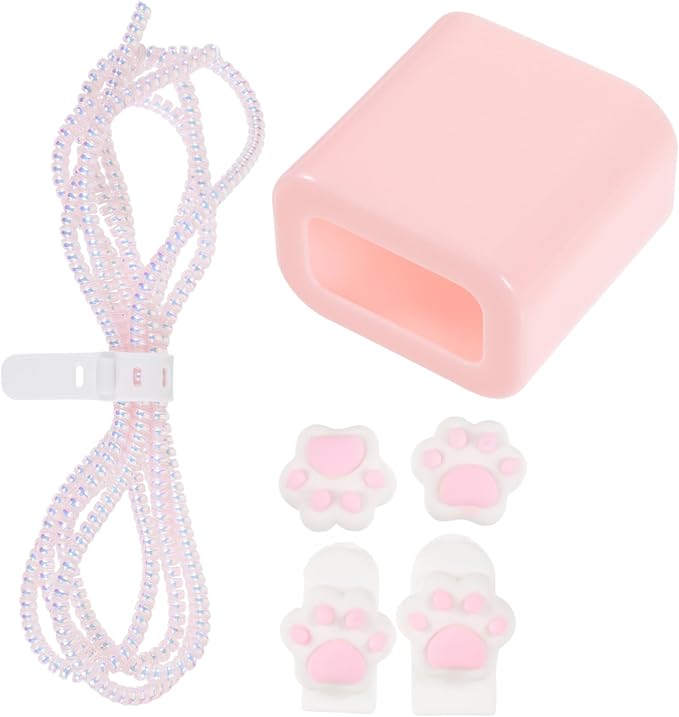 Hemobllo Power Adapter Case for Charger Protective Shell Compact and Lightweight Design with Easy Access Pink Color with Silicone Accessories for Travel and Storage