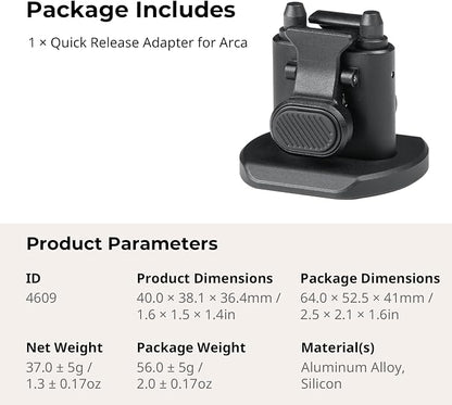 SmallRig Quick Release Adapter for SmallRig Quick-Release Mobile Phone Cage Series, for Tripods, Gimbal Stabilizers, Sliders, and Other Equipment with Tripod Heads for Arca-Swiss - 4609