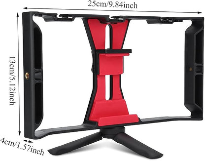 Dual Handheld Smartphone Camera Stabilizer, Phone Adjustable Stabilizer Support Recording Rig with Tripod Ideal for Video grapher/Videomaker/Film Maker