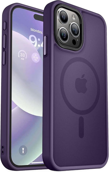 MOCCA Strong Magnetic for iPhone 15 Pro Max Case, [Compatible with Magsafe][13FT Military Drop Protection] Slim Translucent Matte Shockproof Case for iPhone 15 ProMax Case 6.7'' - Deep Purple