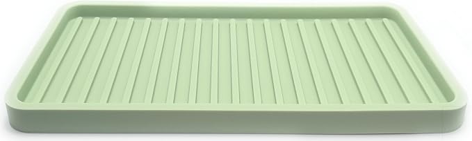 Happitasa Silicone Kitchen Sink Organizer Tray, Sponge Holder and Countertop Protector | Bathroom and Kitchen Soap Dish and Dispenser Tray (Pistachio, 10"x5.25", 10.4 Ounces)