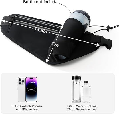 Slim Running Belt for Women Men,Runners Fanny Pack Phone Holder,Money Belt,Running Gear Accessories,with 3 Pockets (Light Black)