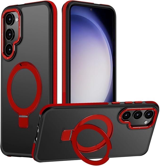 for Samsung Galaxy S23 Plus Case, Magnetic Adjustable Ring Stand [Fit for Magsafe], [Military-Grade Shockproof Protection] Phone Case with Kickstand&Ring Holder (Red)