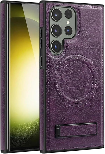 Case for Samsung Galaxy S25 Ultra/S25 Plus/S25,Magnetic Wireless Charging Phone Case with Fold Kickstand Slim Leather Cover (Plus,S25ULTRA)