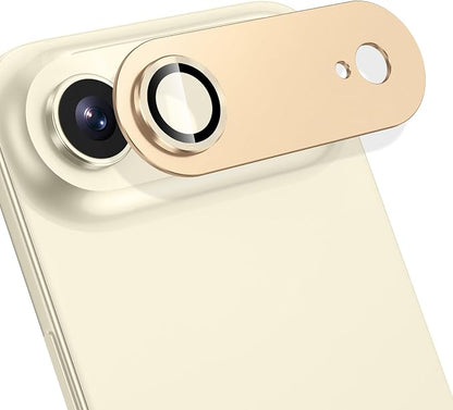 for iPhone 17 Air Camera Lens Protector, [Military Grade Shatterproof] [Strong Adsorption] [Case Friendly] Full Coverage Metal Aluminum Alloy 9H Tempered Glass Camera Screen Cover, Gold
