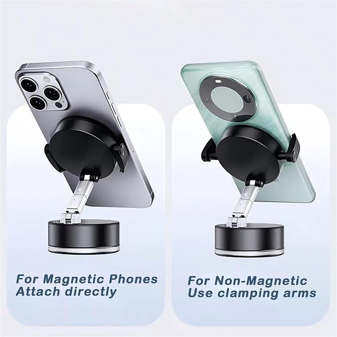 Metal Phone Stand for Desk, Universal Phone Holder with 360 Rotating Arm Foldable Retractable Stand Compatible with Magnetic and Android Phones, Office Accessories (A9)