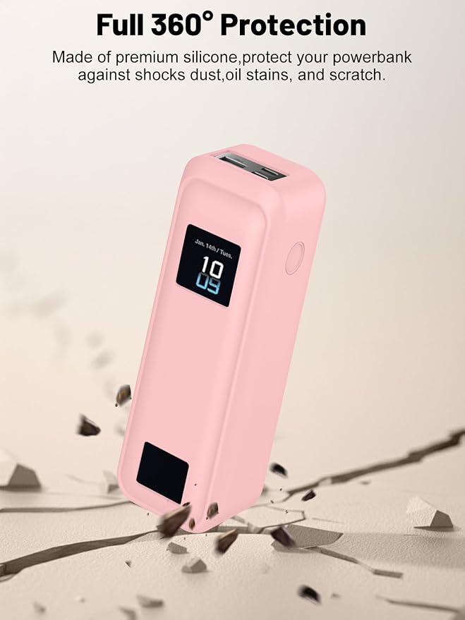 Silicone Protective Case Compatible with Anker Prime Power Bank 20,100mAh 3-Port Portable Charger, Full-Body Protective Cover with Precise Cutouts, Shockproof & Scratch-Resistant Sleeve (Pink)