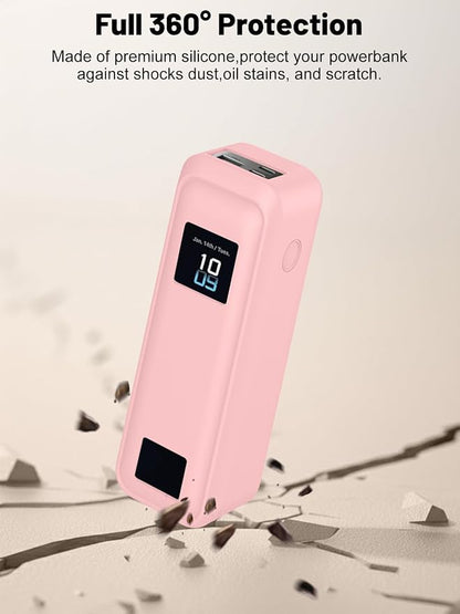 Silicone Protective Case Compatible with Anker Prime Power Bank 20,100mAh 3-Port Portable Charger, Full-Body Protective Cover with Precise Cutouts, Shockproof & Scratch-Resistant Sleeve (Pink)