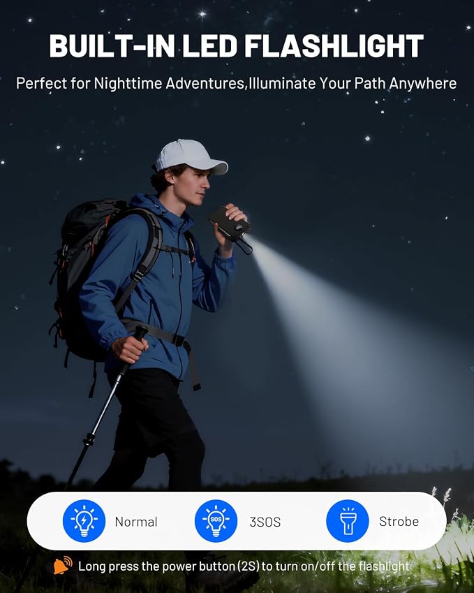 10000mAh Detachable Solar Power Bank, 14W Foldable Solar Charger, 5-Port Fast Charging Portable Battery Pack, Compact & Lightweight for Hiking, Cycling, and Everyday Emergency Power