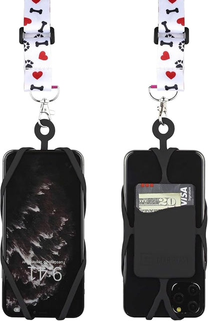Gear Beast Cell Phone Lanyard - Universal Mobile Phone Lanyard with Case Holder, Card Pocket, Soft Neck Strap, and Adjustable Clip - Compatible with iPhone, Galaxy & Most Smartphones - I love Dogs
