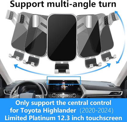 Car Phone Holder for Toyota Highlander 2020 2021 2022 2023 2024 2025 2026 Limited Platinum [ 12.3 inch Touch Screen ] Auto Interior Accessories Cell Phones Mount Cellphone Navigation Stand