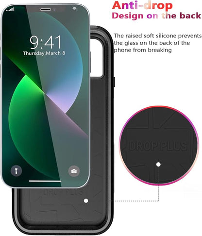 Diverbox for iPhone 13 Case [Shockproof] [Dropproof] [Tempered Glass Screen Protector + Camera Lens Protector],Heavy Duty Protection Phone Case Cover for Apple iPhone 13 (Black)