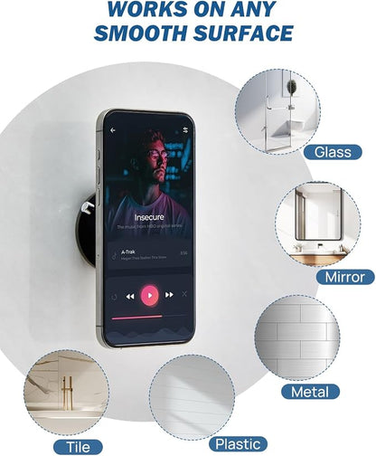 JOYTUTUS Shower Phone Holder, 360 ° Free Adjustment,Reusable Suction Cup Phone Mount for Shower, Mirror, Window & Bathroom, Shower Phone Mount Compatible with iPhone 16, 15, 14, 13, 12 & All Phones