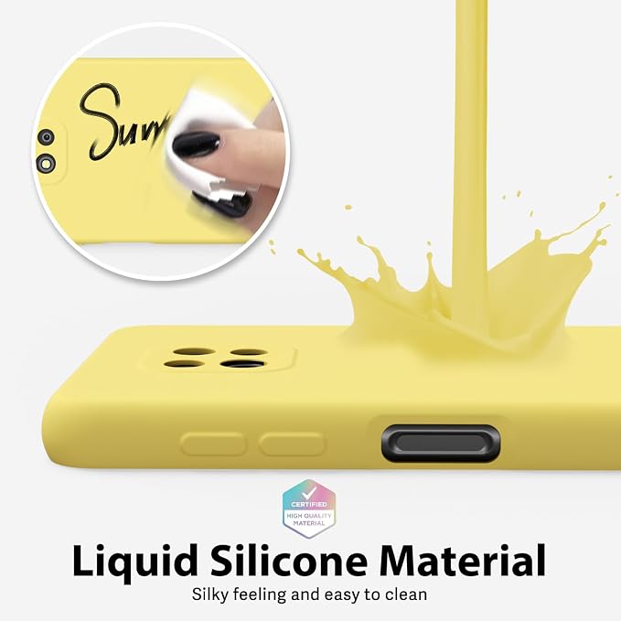 oakxco for Moto G Power 2021 Phone Case Liquid Silicone, Cute Thin Slim Soft Rubber TPU Plain Smooth Gel Cover for Women Girl, Matte Solid Protective & Shockproof,Yellow