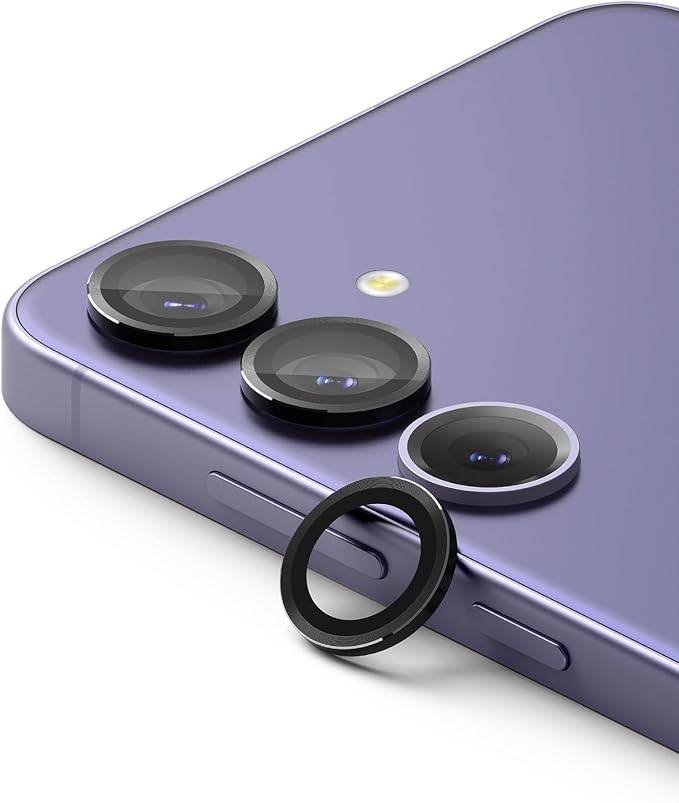 Ringke Camera Lens Frame Glass Compatible with Samsung Galaxy S24 Camera Lens Protector 5G, Glass Covers and Aluminum Alloy Frames - Black