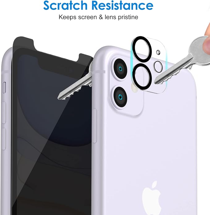 JETech Privacy Screen Protector for iPhone 11 6.1-Inch with Camera Lens Protector, Anti Spy Tempered Glass Film, 2-Pack Each