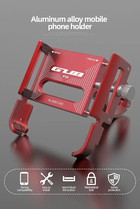 GUB P30 Aluminum Bike Phone Holder for 3.5" to 7.5" Device Bicycle Phone Stand Scooter Moto Mount Support Handlebar Clips