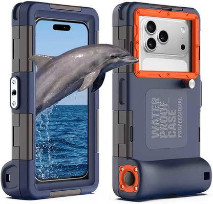 Underwater Snorkeling Diving Phone Case, Waterproof Phone Case for iPhone 16/15/14/13/12/11Pro Max/XR/XS for Samsung Galaxy S24/S23/S22/S21,Universal Scuba Underwater Photo Video Housing(Orange)