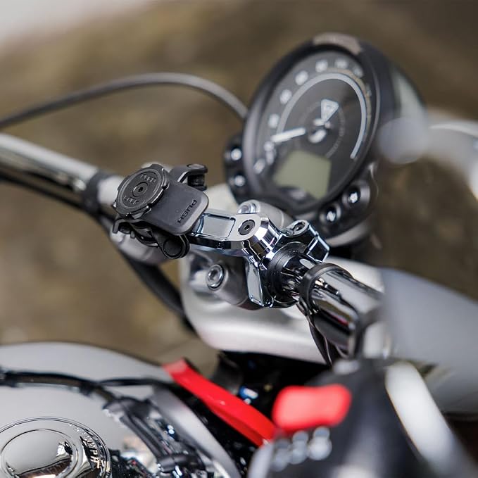 Quad Lock Handlebar Motorcycle Phone Mount PRO Chrome Kit with Vibration Dampener and MAG Universal Adaptor
