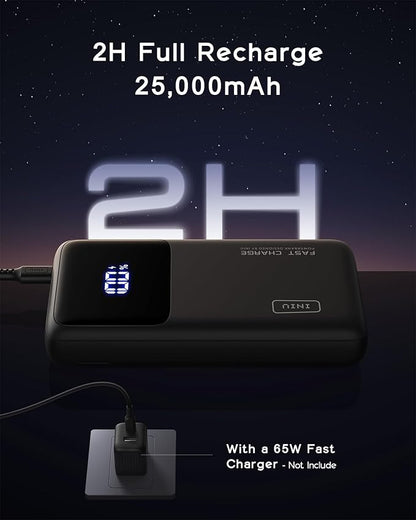 INIU Power Bank, 25000mAh 100W USB C Laptop Portable Charger, PD QC Fast Charging 3-Output Battery Pack, Travel Charger for Laptop MacBook iPad Tablet Steam Deck iPhone 17 16 15 14 Pro Samsung S25 etc