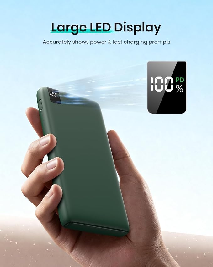 A ADDTOP 20000mAh Portable Charger, 22.5W Fast Charging Power Bank with 4 USB Outputs and LED Display, USB C External Battery Pack for Smartphone, Tablet