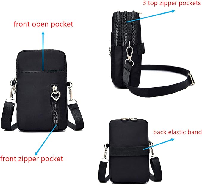for Samsung Galaxy Z Fold 4, 3, XCover Pro, S22 Ultra Plus, S21 FE, Note9, iPhone 14 Pro Max, Phone Purse Cross Body Armband Cell Holder, Blue #B, M: 7.2''(H)