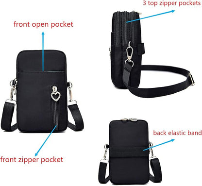 for Samsung Galaxy Z Fold 4, 3, XCover Pro, S22 Ultra Plus, S21 FE, Note9, iPhone 14 Pro Max, Phone Purse Cross Body Armband Cell Holder, Blue #B, M: 7.2''(H)