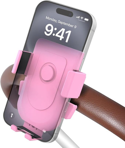 Baby Stroller Phone Holder, Bike Phone Holder, Shopping Cart, Motorcycle Phone Mount, Golf Cart, Push Cart, Treadmill, Universal- iPhone, Cell Phone Clamp (Pink)