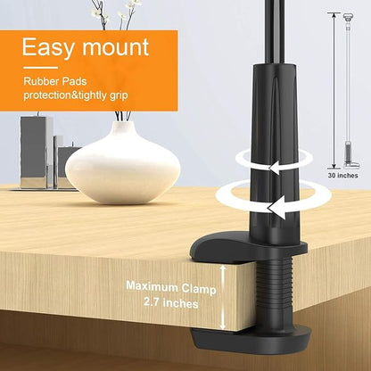 “Gooseneck Phone Holder with Clamp Mount – 360° Flexible Arm Stand for iPhone & Android, Desk Phone Mount”
