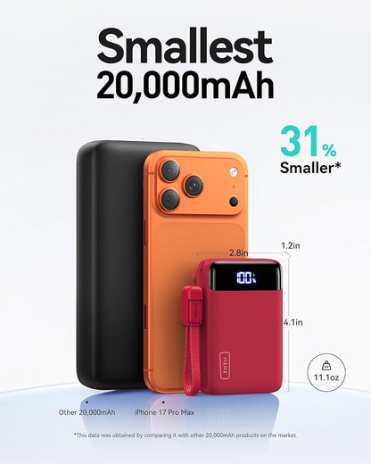 INIU Portable Charger, 22.5W 20000mAh Fast Charging Small Power Bank, Flight Cruise Ship Travel Essentials Mini Phone Charger Compatible with iPhone Samsung for College Students Teen Boys Girls, Red