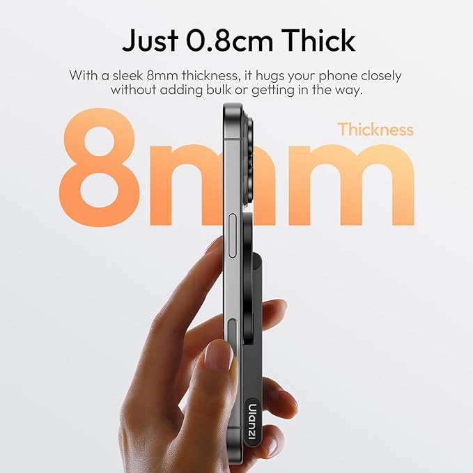 ULANZI MA60 Magnetic Phone Tripod Stand for iPhone - Aluminium Smartphone Mini Tripod Pocket Cell Phone Stand N52 Strong Magnet Quick Mount Compatible with iPhone17 16 15 14 13 12 Series, Black
