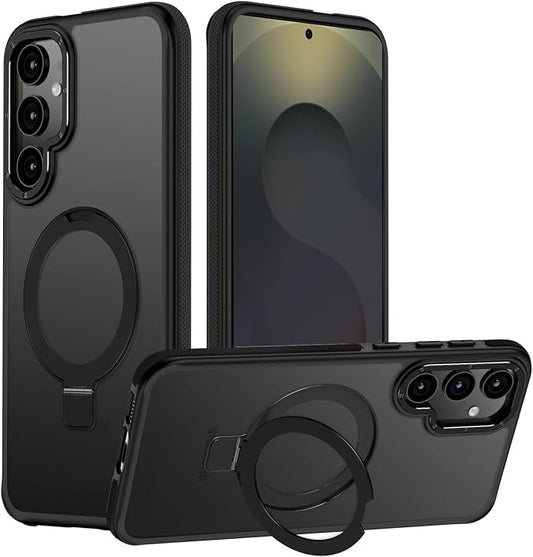 for Samsung Galaxy S25 Case, Magnetic Adjustable Ring Stand [Fit for Magsafe], [Military-Grade Shockproof Protection] Phone Case with Kickstand&Ring Holder (Black)