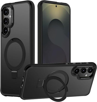for Samsung Galaxy S25 Plus Case, Magnetic Adjustable Ring Stand [Fit for Magsafe], [Military-Grade Shockproof Protection] Phone Case with Kickstand&Ring Holder (Black)