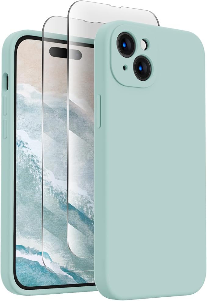 FireNova Designed for iPhone 15 Case, Silicone Upgraded [Camera Protection] Phone Case, Soft Anti-Scratch Microfiber Lining Inside, 6.1 inch, Mint Green