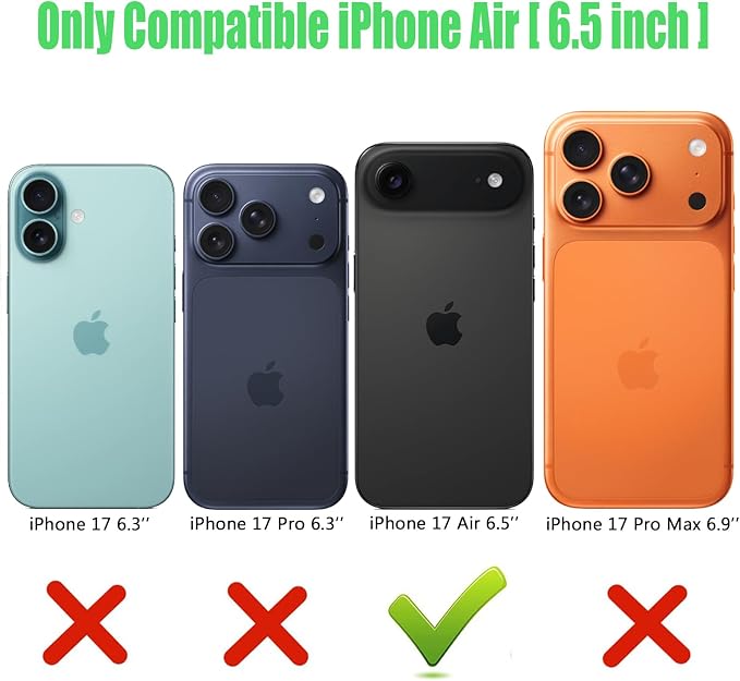 Wireless Charging Case for iPhone 17 Air, 12000mAh High Capacity Portable Rechargeable Battery Case Qi Wireless Charging Compatible with iPhone Air (6.5 inch) Extended Battery Charger Cover-Black