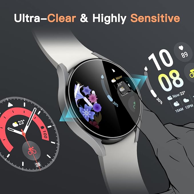 JETech Screen Protector for Samsung Galaxy Watch 5/4 44mm, 3-Pack | Tempered Glass Protection, HD Clear, Anti-Scratch Design